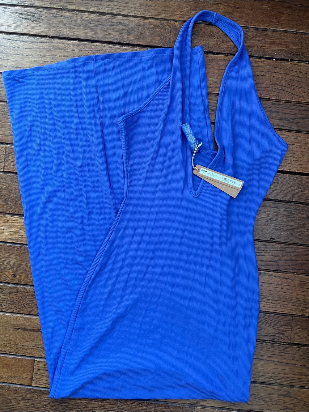 SKIMS Tanzanite Soft Lounge Plunge Halter Long Dress Size Small NWT